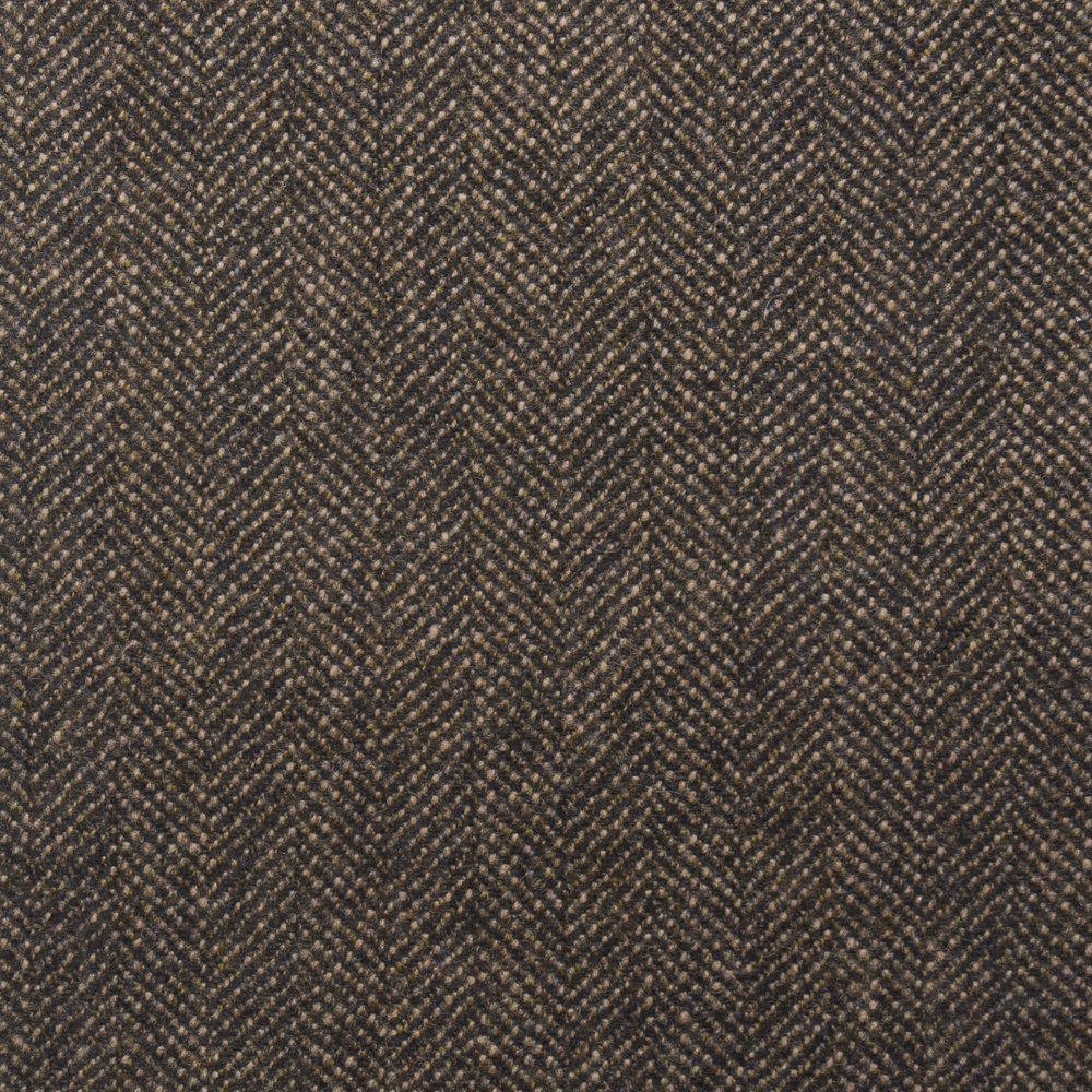 Goodwood Herringbone Tweed furnishing fabric in a dark brown colour