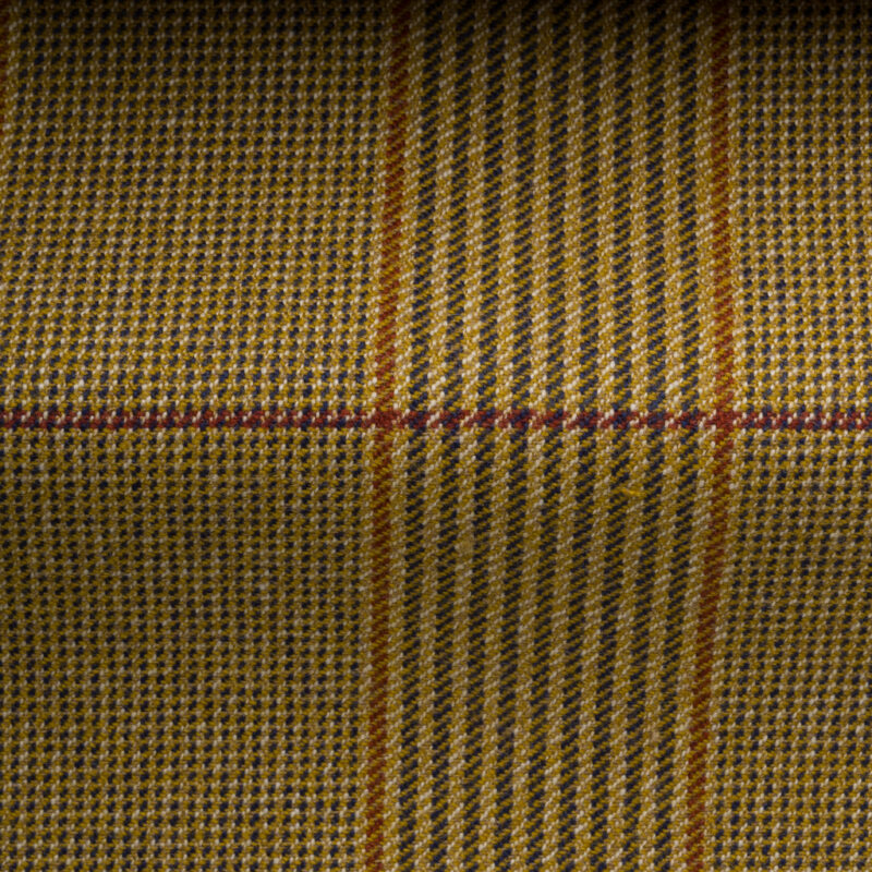 check tweed fabric in dark mustard