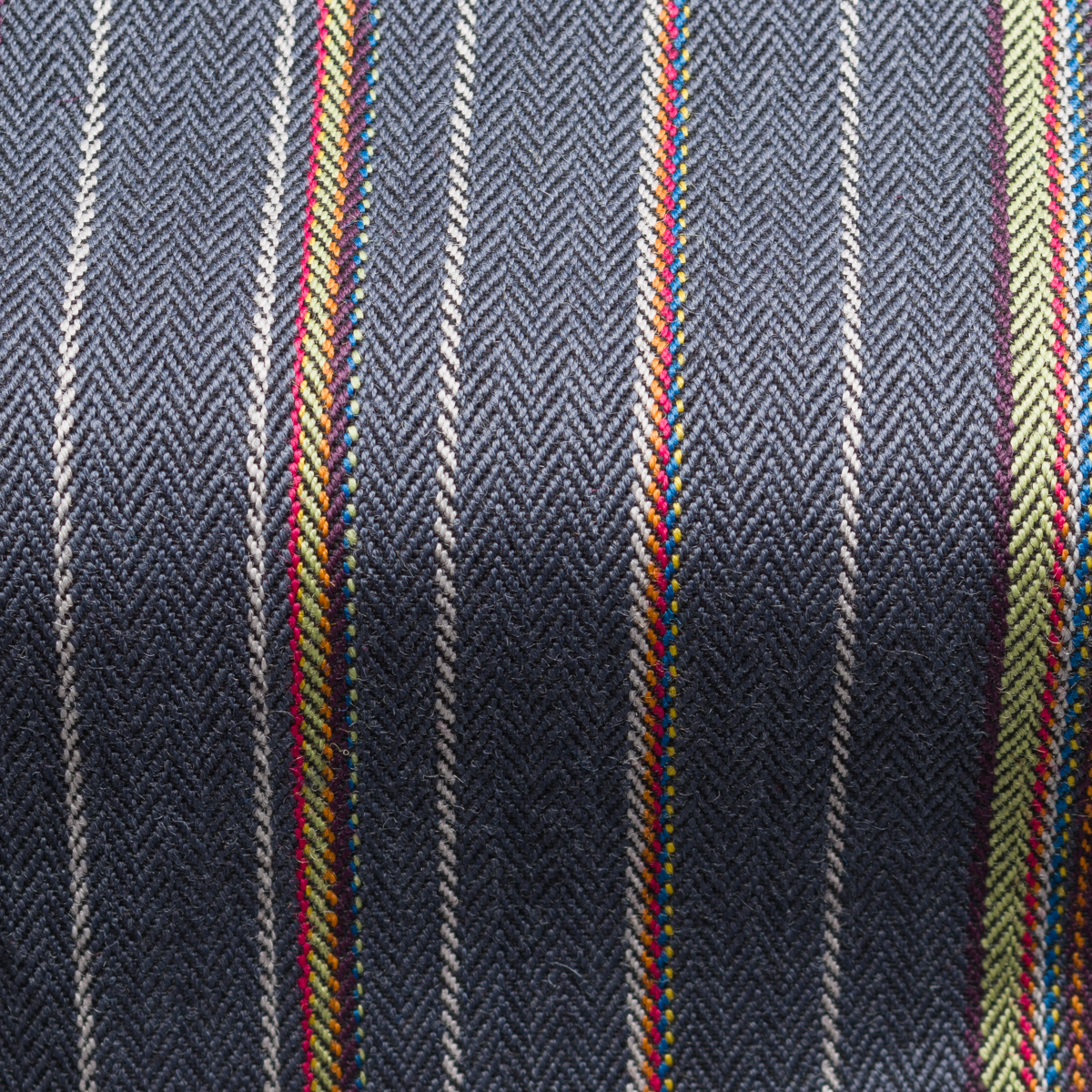 Colet-Wool Striped on Herringbone Fabric-Grey