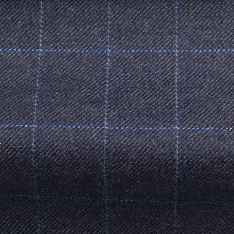 dark blue wool check fabric