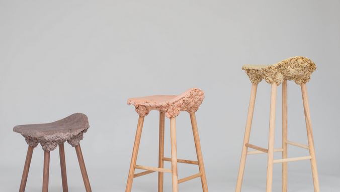 wooden stools using recycled sawdust