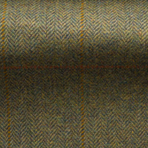 Wool herringbone check tweed fabric