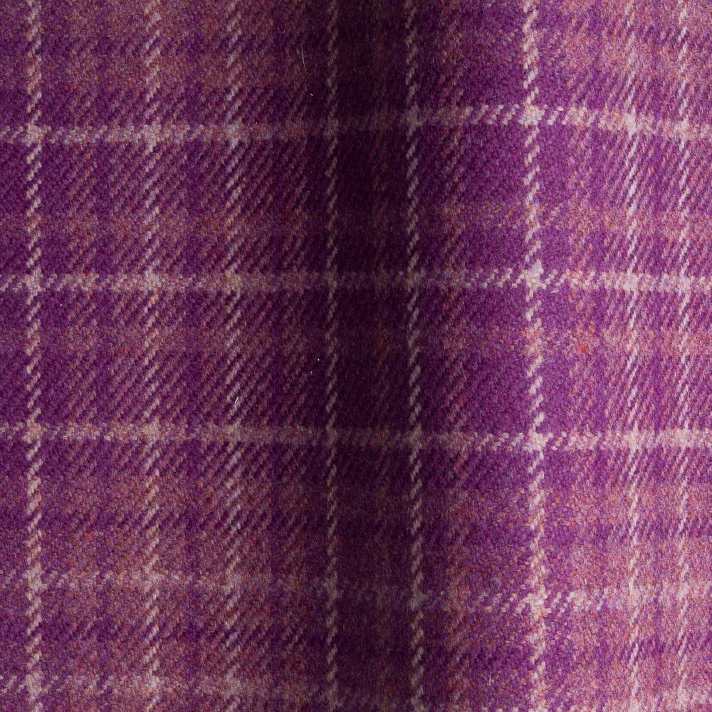 Plaid Fabric in damson for upholstery or heavy curtains.