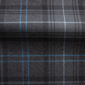 Cuillin Granite in Grey with a blue overcheck, an exceptional check fabric woven in Scotland by the worlds leading tartan weaver. Use for upholstery, curtains and furnishings.