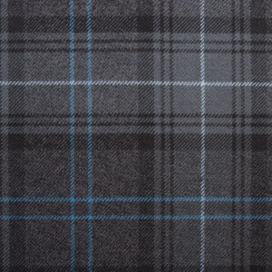 Cuillin Granite in Grey with a blue overcheck, an exceptional check fabric woven in Scotland, Use for upholstery, curtains and furnishings.