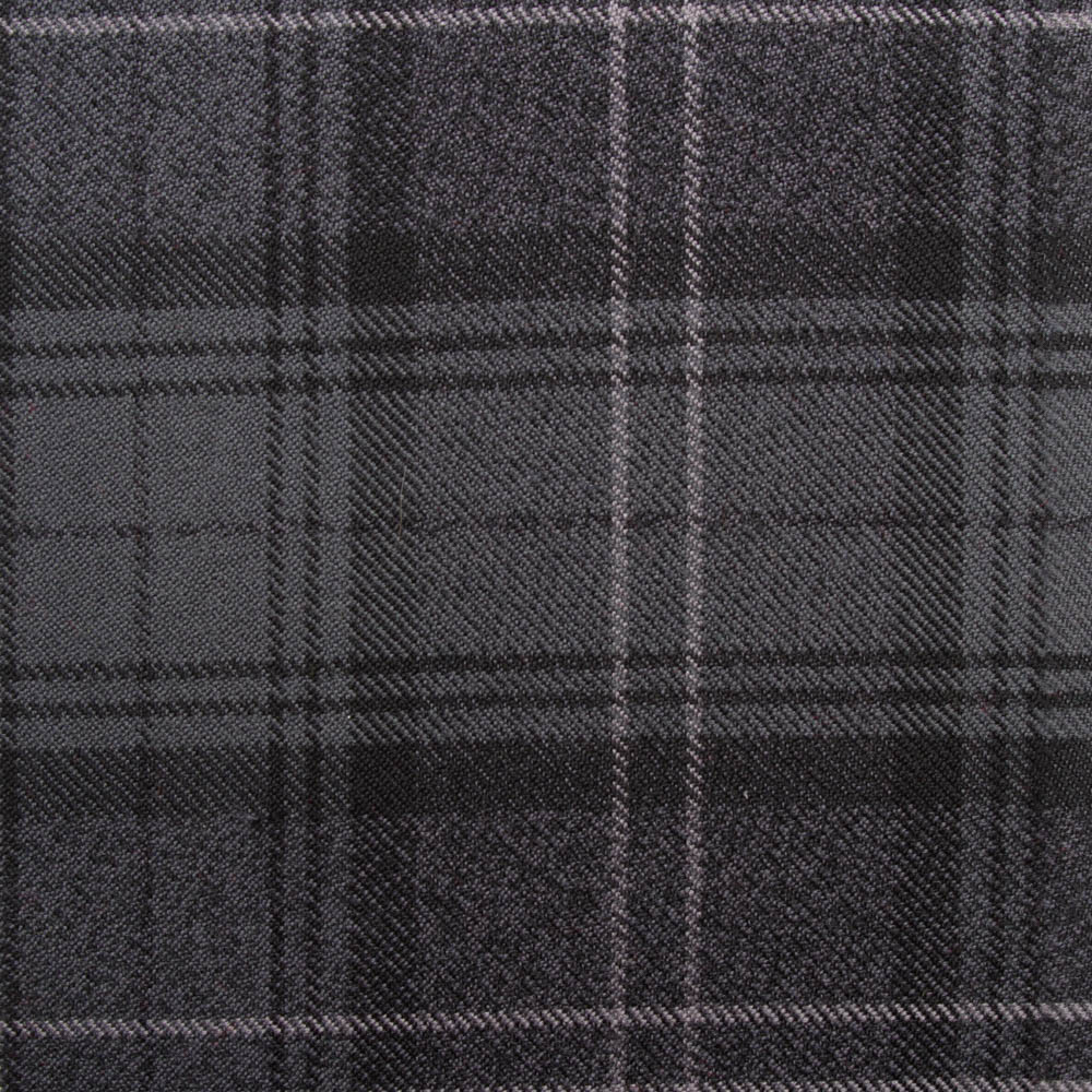 Cuillin Check Fabric in Granite with a Sage Overcheck, an exceptional check fabric woven in Scotland. Use for upholstery, curtains and furnishings.