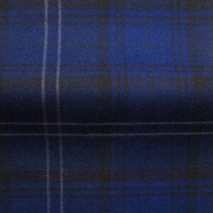 Cuillian Check Fabric in Granite and Navy Blue