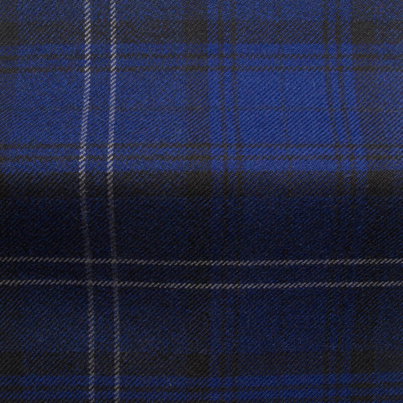 Cuillian Check Fabric in Granite and Navy Blue