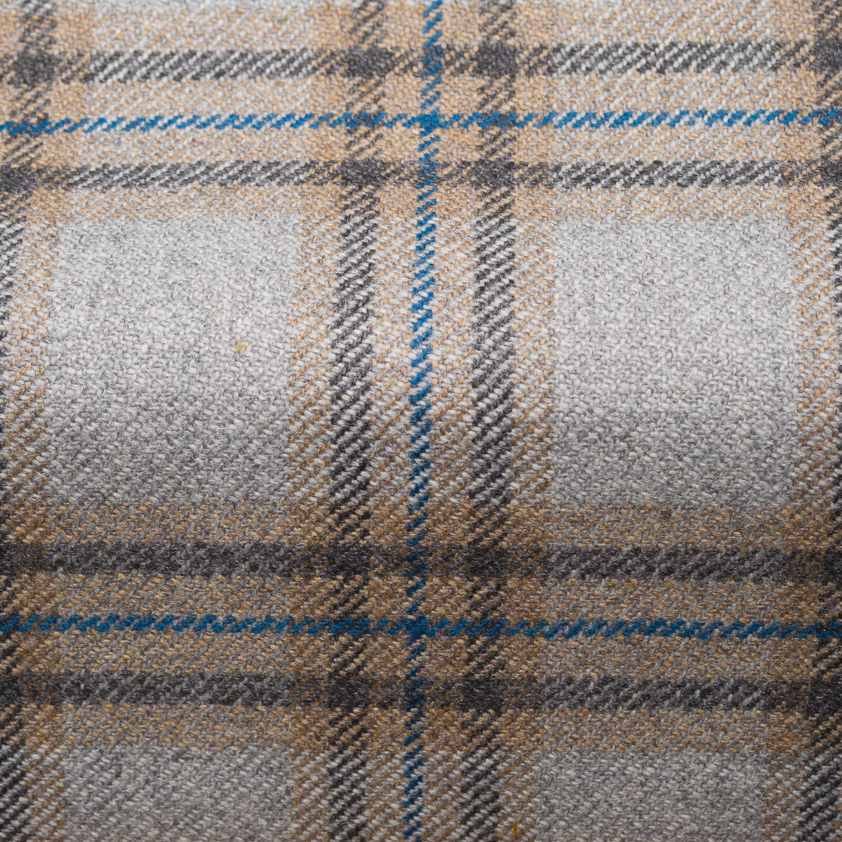 grey check wool tweed furnishing fabric